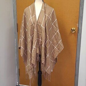 Ardene OS Tan And White Checkered Shawl